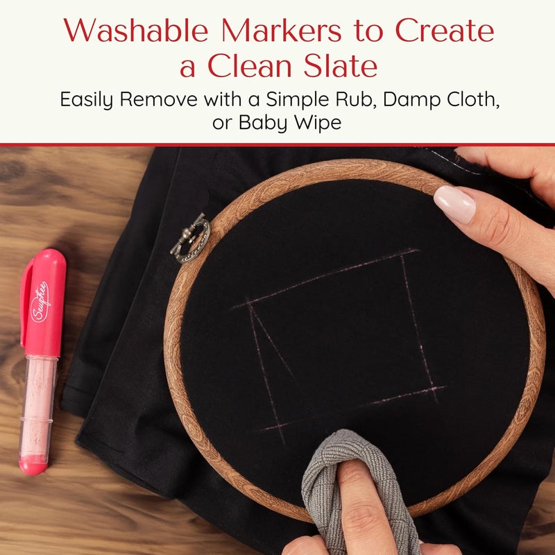 Sewphee Fabric Markers for Sewing – Ergonomic Tailors Chalk Pen with Improved Dosing Wheel for Sharp Lines - Washable Sewing Chalk Marking Pens that are Compatible with Most Fabrics - Pink 1 Pack - Image 5